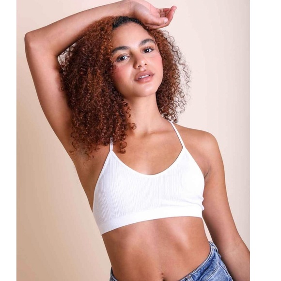 - Boho Chic Tattoo Illusion Ribbed Deep V Bralette Bra Crop Yoga Bitch NWT - Picture 13 of 14